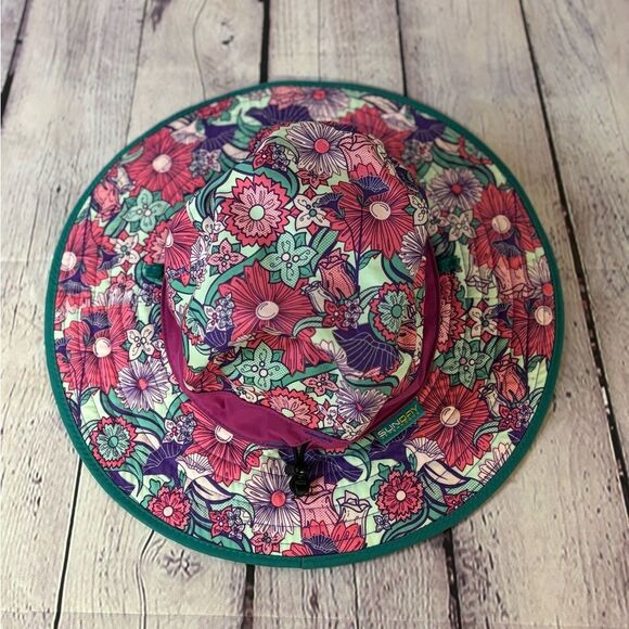 Kids Sunday Afternoons Sun Protection Pink Floral Bucket Hat Size L (ages 5-12) - Picture 1 of 6